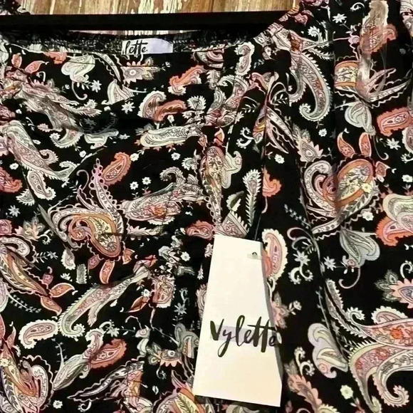 NWT VYLETTE CROP TOP PAISLEY BLOUSE - Picture 2 of 4
